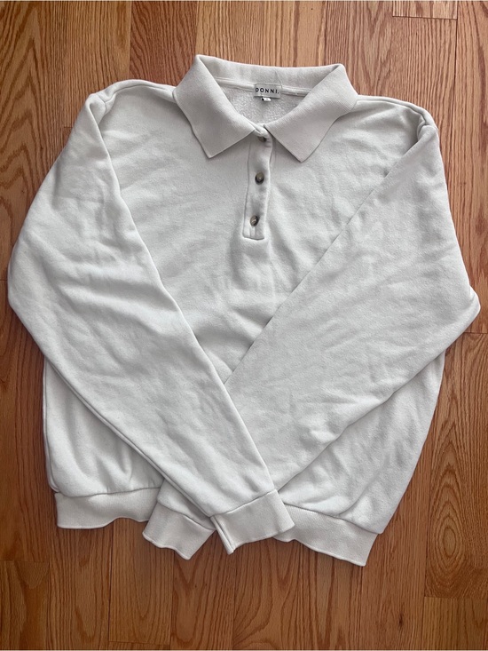DONNI. Tops - DONNI Eco Fleece Polo Sweatshirt in Powder